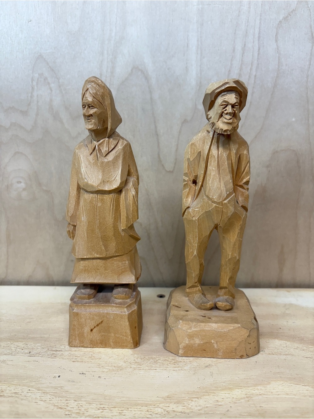 Vintage Canadian Folk Art Carved Wooden Figurines Agnes Dube